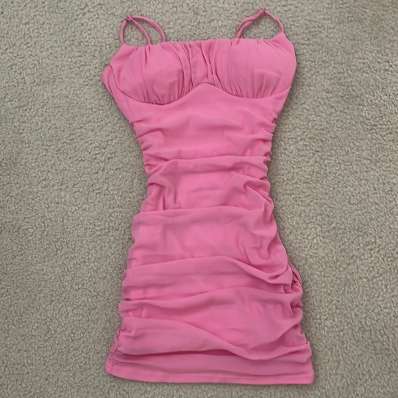 Tenshoppe Pink Ruched Minidress - Picture 1 of 2